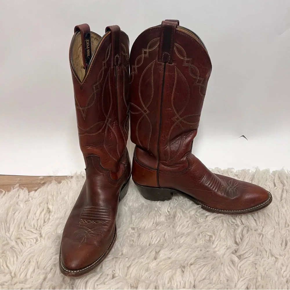 Dan Post Leather Stitched Cowboy Western Boots